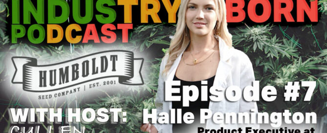 Halle Pennington in einem Raum, in dem Cannabispflanzen wachsen