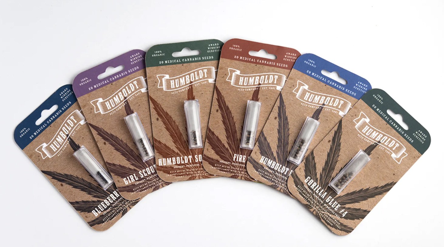 humboldt cannabis seed packaging fanned out