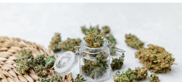 Cannabiskugeln im Glasgefäß