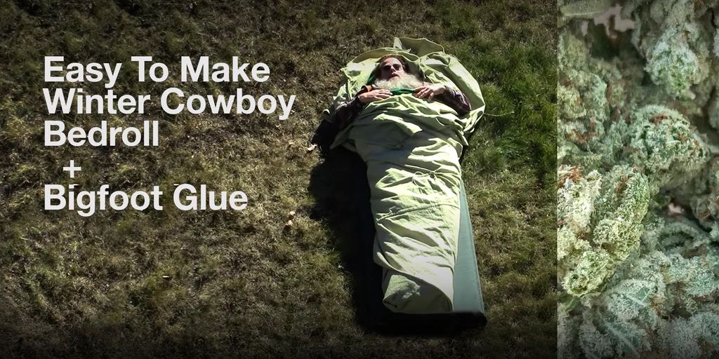 man in sleeping bag on grass