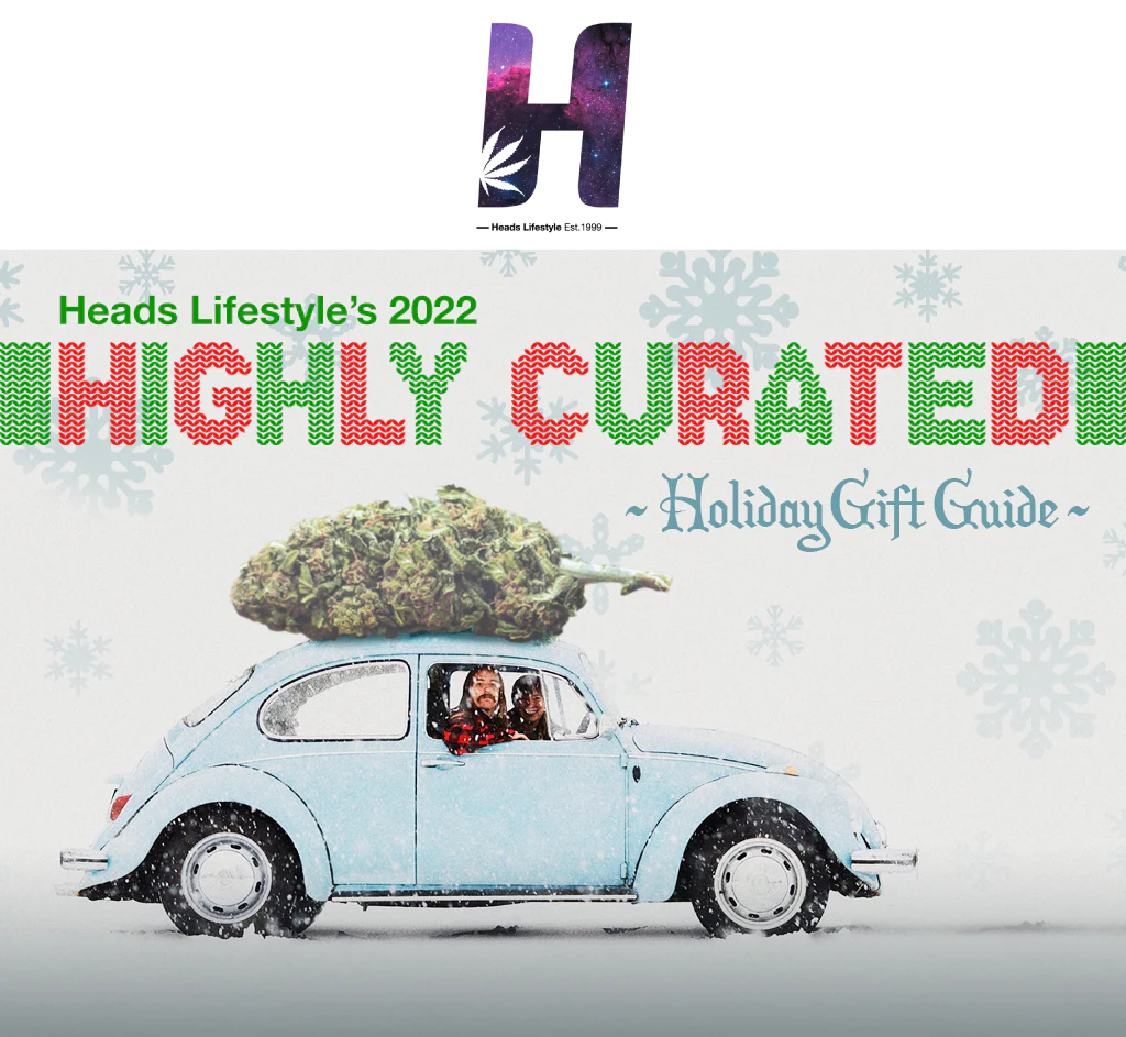 Heads Highly Curated Gift Guide 2022 two men in VW bug with giant cannabis nug on roof