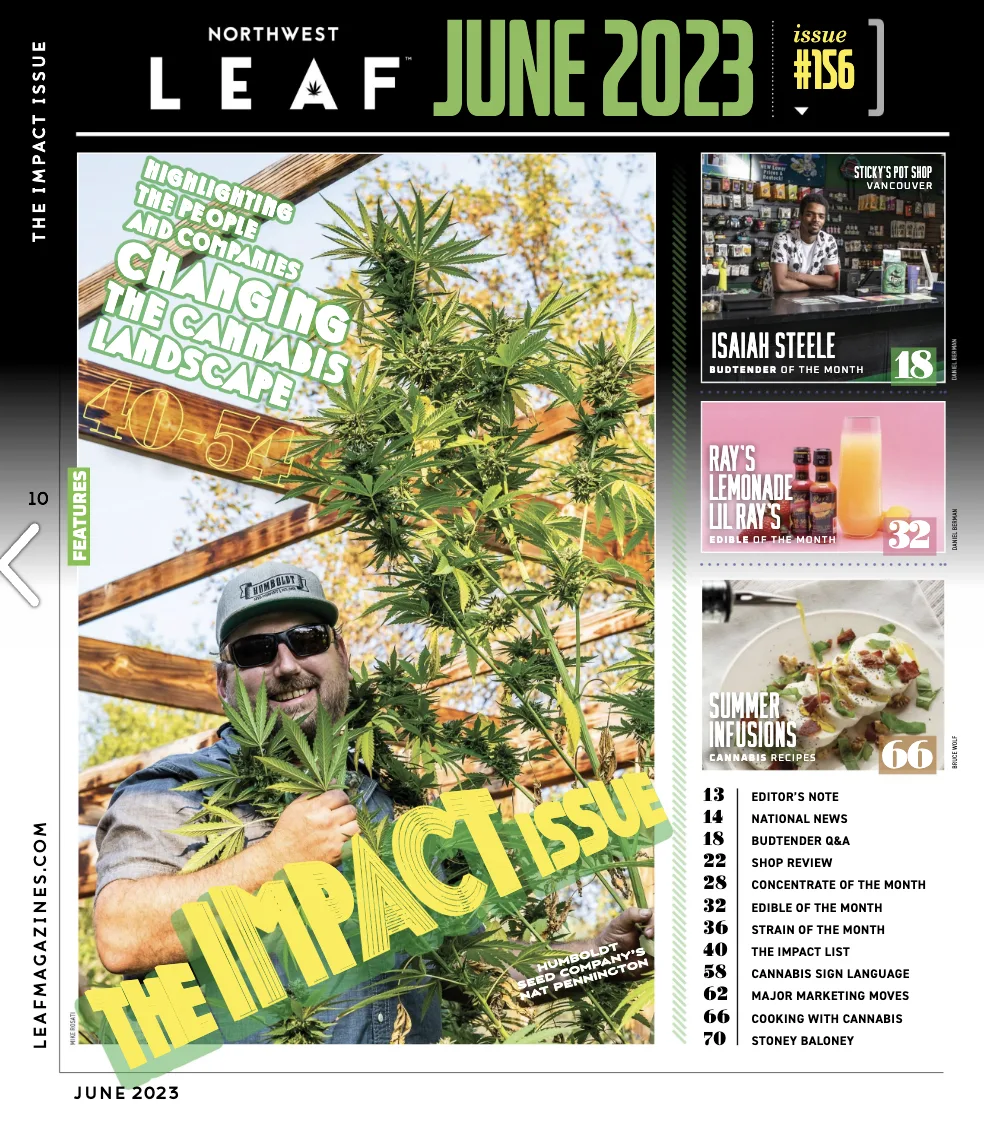 Nat featured in Leaf Cannabis Magazine Impact List