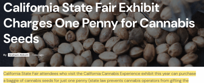 California State Fair Exhibit Charges One Penny for Cannabis Seeds article cover from ganjapreneur