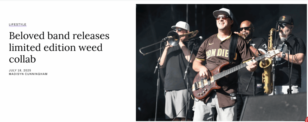 Slightly Stoopid GreenState cannabis magazine article cover showing band playing live on stage