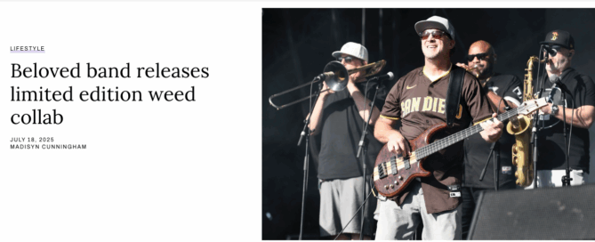 Slightly Stoopid GreenState cannabis magazine article cover showing band playing live on stage