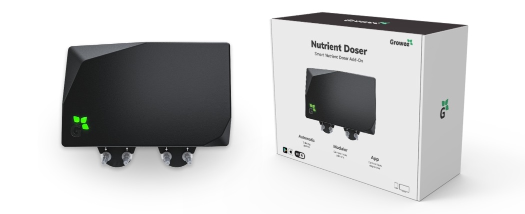 Growee nutrient dosing device next to the product box