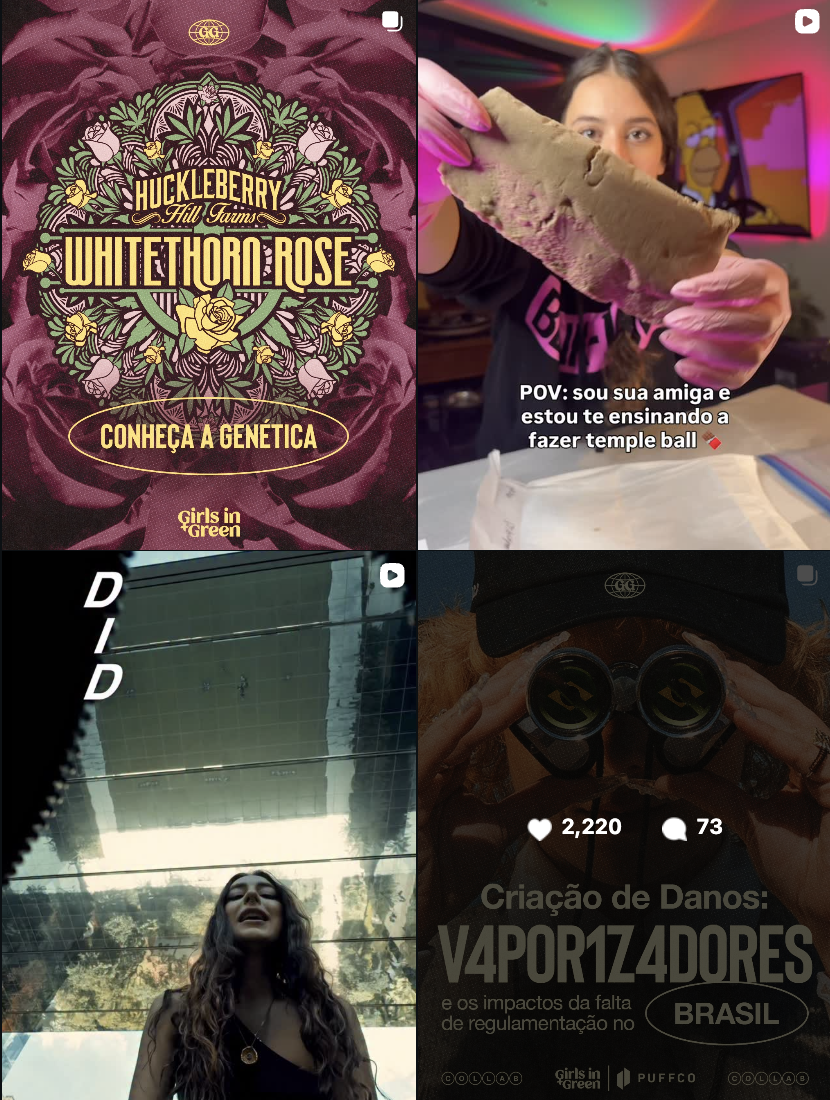 Postagens no Instagram das meninas de verde