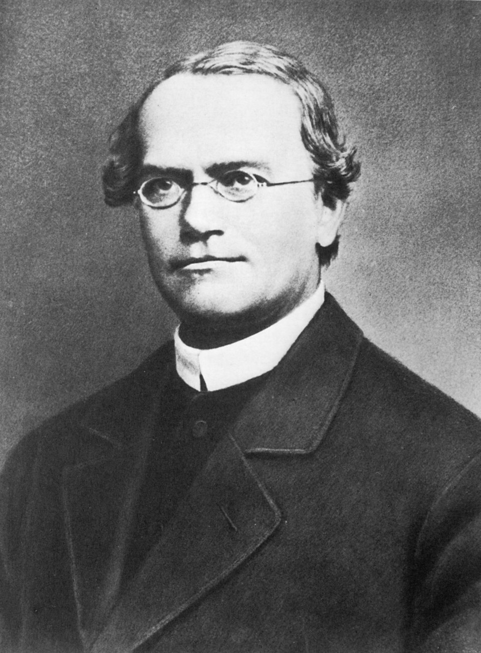 Gregor Mendel poseert voor een professionele portretfoto